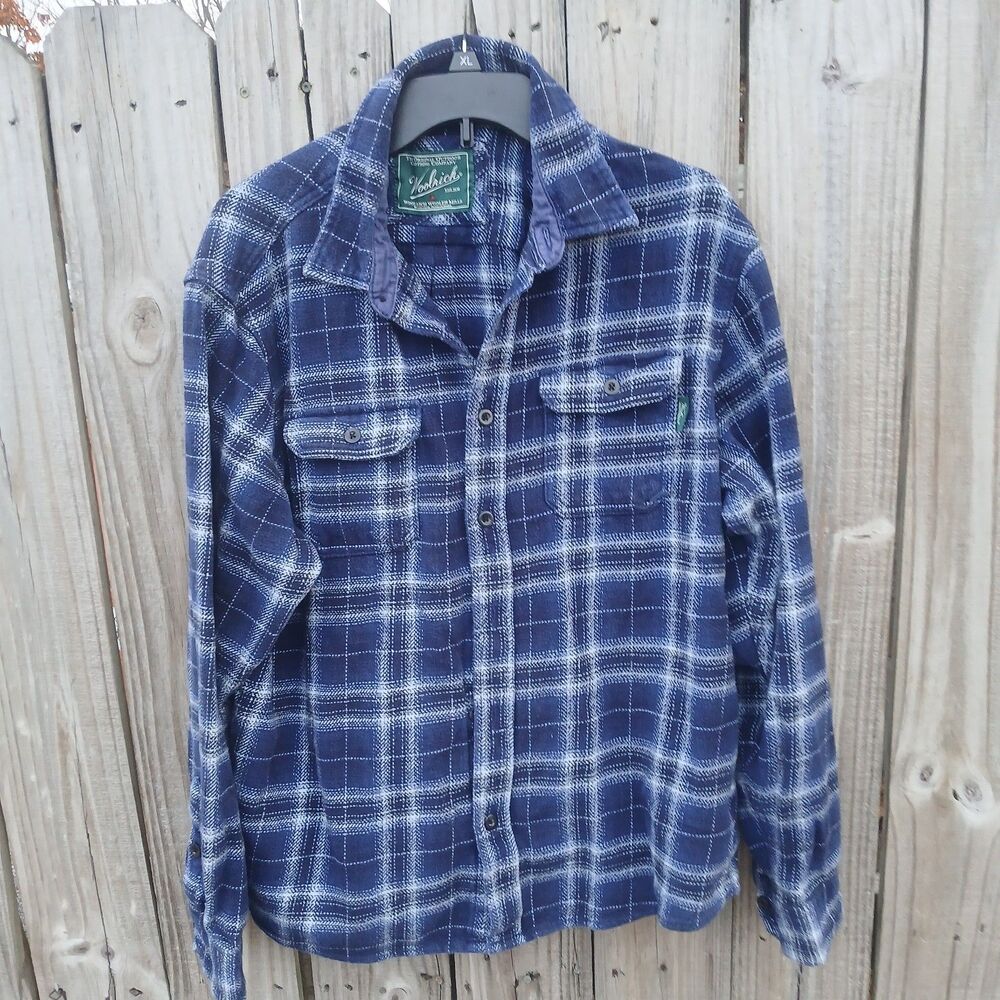 Woolrich Flannel Men's Shirt XL Wool Shacket Plaid Workwear Outdoor Barn - Picture 6 of 11